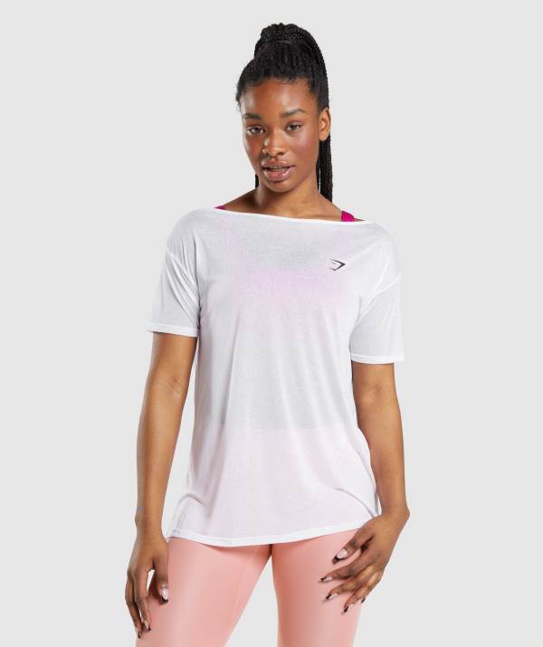 Damske Tricka Gymshark Training Oversized Top Biele | EX8406172